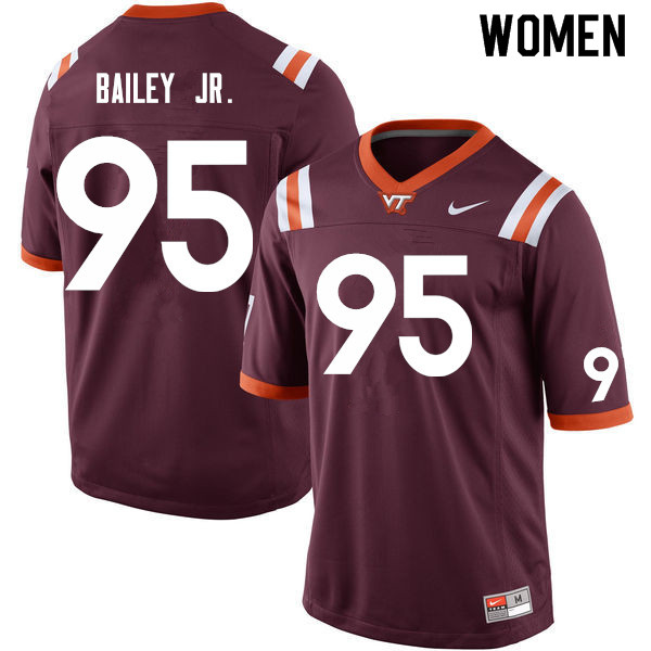 Women #95 Derrell Bailey Jr. Virginia Tech Hokies College Football Jerseys Sale-Maroon